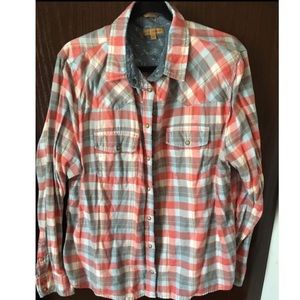 XXL Coral Plaid Shirt